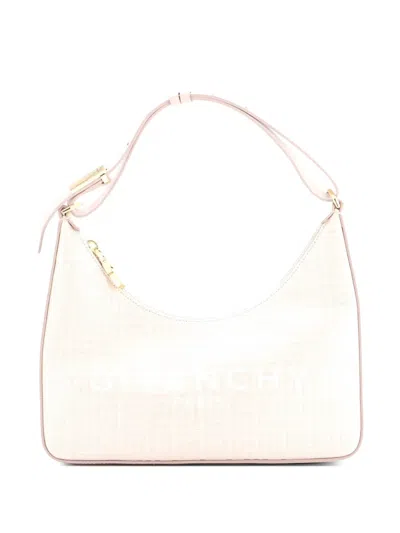 Pre-owned Givenchy Moon Cut Out Bag 4g Coated Canvas Small Hobo Bag In Neutral