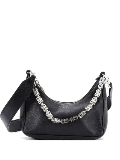 Pre-owned Givenchy Moon Cut Out Bag Leather Mini Crossbody Bag In Black