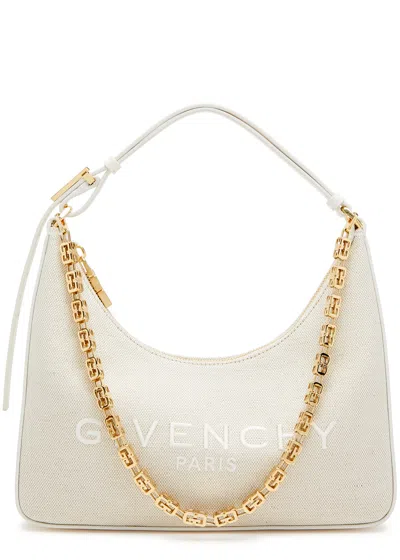 Givenchy Moon Cut Out Small Canvas Shoulder Bag In Natural