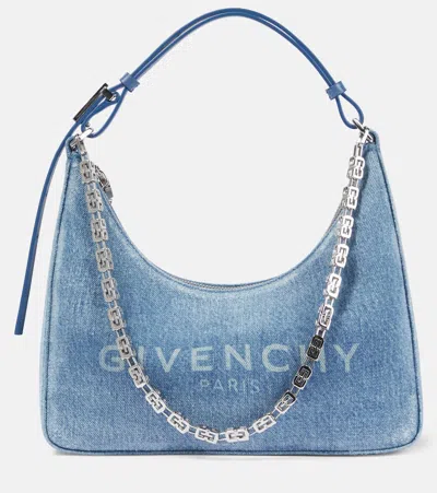Givenchy Moon Cut Out Small Denim Shoulder Bag In Blue