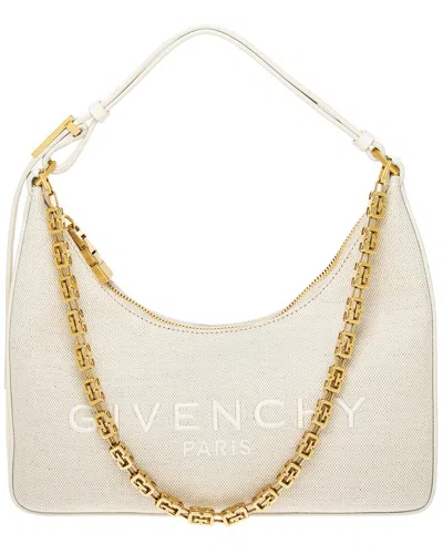 Givenchy Moon Cut Out Small Leather-trim Shoulder Bag In Sand