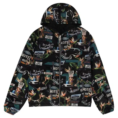 Pre-owned Givenchy Motel Print Reversible Hooded Nylon Jacket In Black