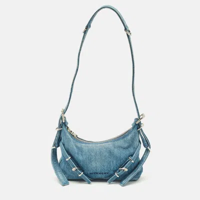 Pre-owned Givenchy Moyou Mini Light Blue Denim Hobo