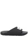 Givenchy Black Sandals With Wide Band And Contrasting Logo Patch In Rubber Man In Black