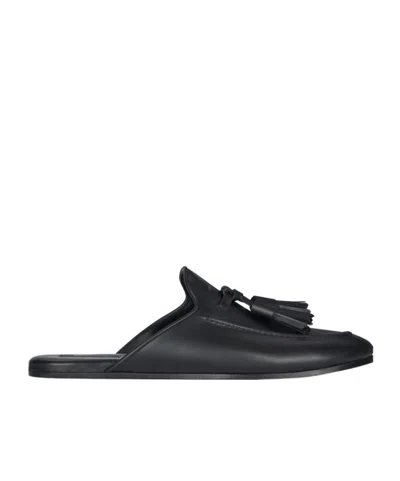 Givenchy Black Leather Slippers In 001-black