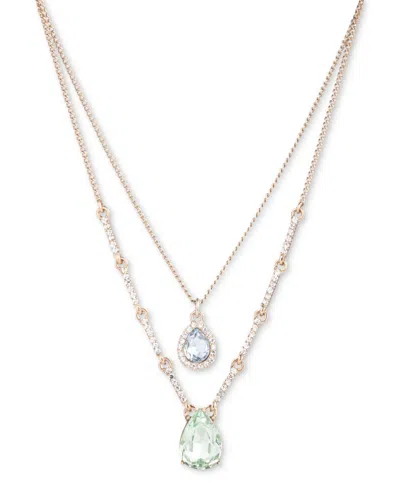 Givenchy Multi Stone Two Row Pendant Necklace, 16" + 3" Extender