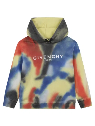 Givenchy Multicolor Logo Hoodie In Blue