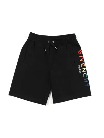 Givenchy Multicolor Side Logo Bermuda Shorts In Black