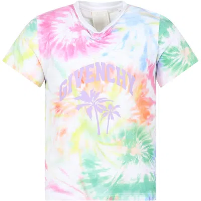 Givenchy Kids' Multicolor T-shirt For Girl With Tie Dye Print In Multicolour