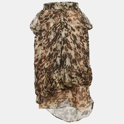 Pre-owned Givenchy Multicolour Abstract Print Chiffon Draped Mini Skirt M