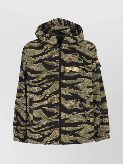 Givenchy Multicolour Hooded Zip Jacket In Black