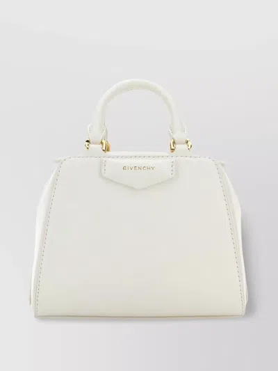 Givenchy Ivory Leather Nano Antigona Cube Handbag In White