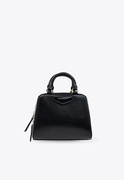 Givenchy Nano Antigona Cube Leather Handbag In Black