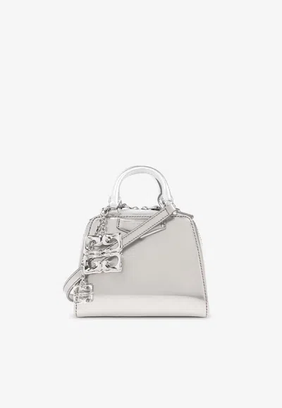 Givenchy Nano Antigona Cube Metallic Handbag In Silver
