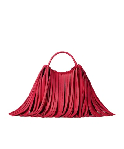 Givenchy Nano Facet Tote Bag In Leather With Fringes In Equestrian Red