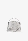 Givenchy Nano Voyou Laminated Leather Shoulder Bag In Silver