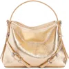 Givenchy Nano Voyou Metallic Leather Top Handle Bag In Golden Sand