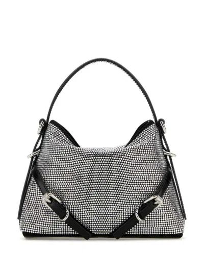 Givenchy Women Embellished Satin Nano Voyou Handbag In Silver