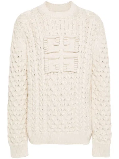 GIVENCHY NATURAL LOGO CABLE KNIT SWEATER