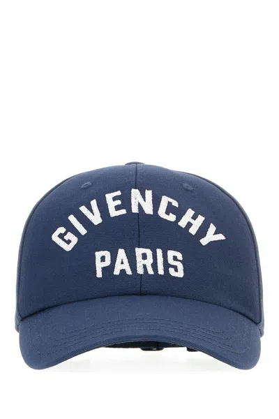Givenchy Men Baseball Cap With Embroidered Logo In Blue