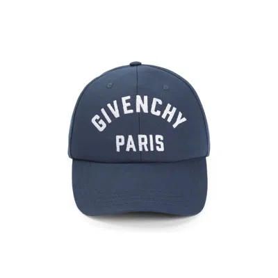 Givenchy Navy-blue Cotton Curved Cap In Green