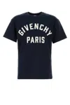 Givenchy Relaxed Fit Black Cotton T-shirt With Bold Logo Print In Blue