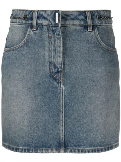 Givenchy Navy Blue Denim Mini Skirt