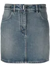 Givenchy Mini Skirt In Denim With Chain Details In Navy Blue