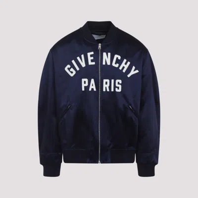 GIVENCHY NAVY BLUE LOGO BOMBER JACKET