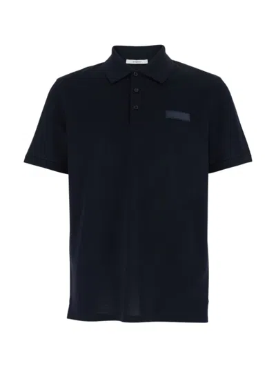 Givenchy Men Blue Polo Shirt With Classic Collar And Logo Patch On The Front In Cotton Man