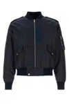 Givenchy Navy Blue Nylon Bomber Jacket In Black