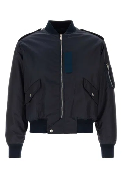 Givenchy Navy Blue Nylon Bomber Jacket In Black
