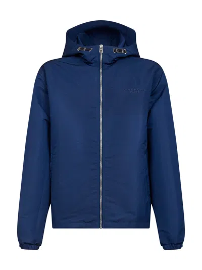 Givenchy Navy Blue Polyfaille Hooded Windbreaker
