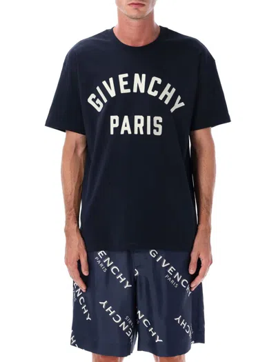 Givenchy Men Black Crewneck T-shirt With Maxi Logo Lettering On The Front In Cotton Man