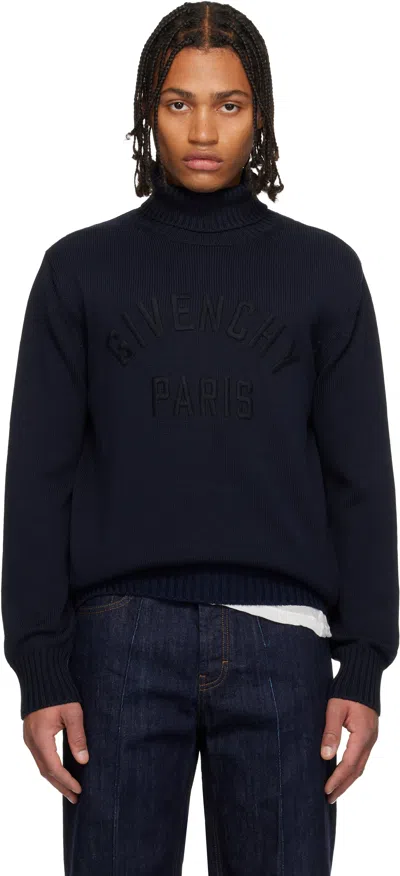 GIVENCHY NAVY COTTON TURTLENECK SWEATER