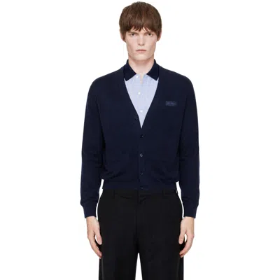 Givenchy Navy Couture Seam Gros Grain Detail Cardigan In Blue