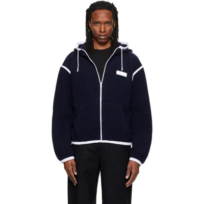 Givenchy Navy Fleece Gros Grain Detail Jacket In Blue
