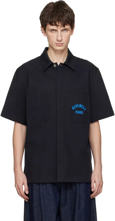 Givenchy Navy ' Paris' Cotton Twill Shirt