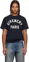 Givenchy Men Cotton T-shirt With Logo In Blue