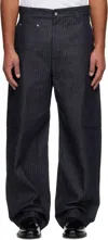 Givenchy Navy Herringbone Denim Cargo Pants In Black