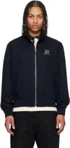 Givenchy Navy Monogram 72 Crystals Harrington Jacket In 401-dark Blue