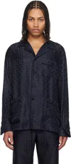 Givenchy Navy Monogram 72 Jacquard Pyjama Shirt In 401-dark Blue