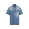 GIVENCHY NAVY SHORT SLEEVE COTTON SHIRT WITH POCKET FOR MEN