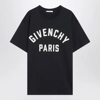 Givenchy Men Black Crewneck T-shirt With Maxi Logo Lettering On The Front In Cotton Man