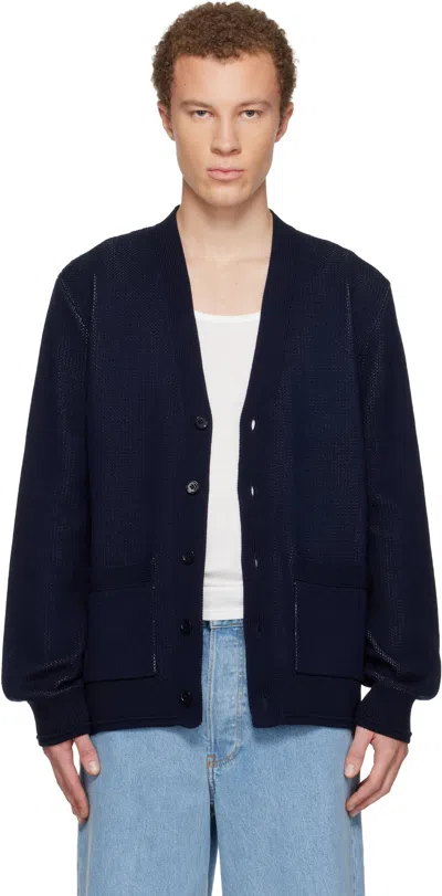 Givenchy Navy V-neck Cardigan In Blue
