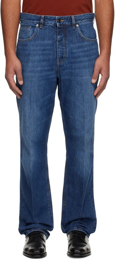 Givenchy Navy Washed Straight Leg Jeans In Blue