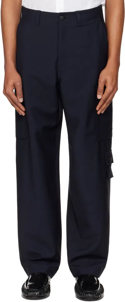 Givenchy Navy Wool & Mohair Cargo Pants In 403-night Blue