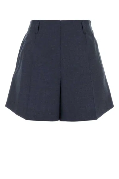 Givenchy Navy Wool Mini Shorts For Women In Blue