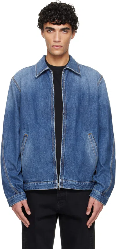Givenchy Navy Zipped Denim Jacket In Blue