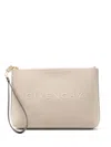 GIVENCHY NEUTRAL LOGO EMBROIDERED CANVAS PURSE